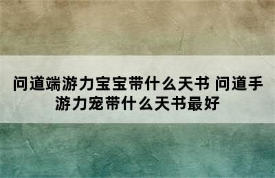 问道端游力宝宝带什么天书 问道手游力宠带什么天书最好